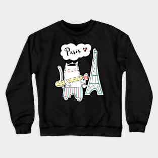 Paris Love - French Cat and Eiffel Tower Crewneck Sweatshirt